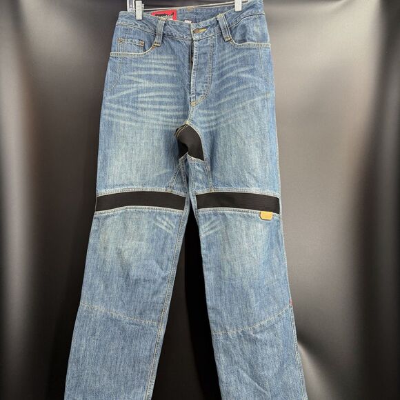 Icon Moto Victory Pant Button Fly Jeans Men's Size 32 Blue Wash - Picture 1 of 10